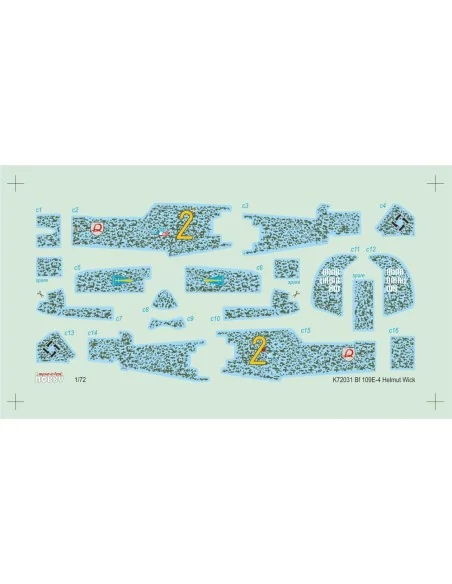 [NO_DESC] Bf 109E-4 German Ace H. Wick Decal Motley Camo, 1/72 - MP...