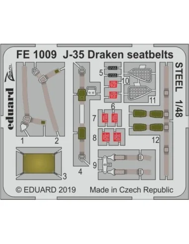 J-35 Draken seatbelts STEEL for Hasegawa, 1/48 - Eduard Accessories...