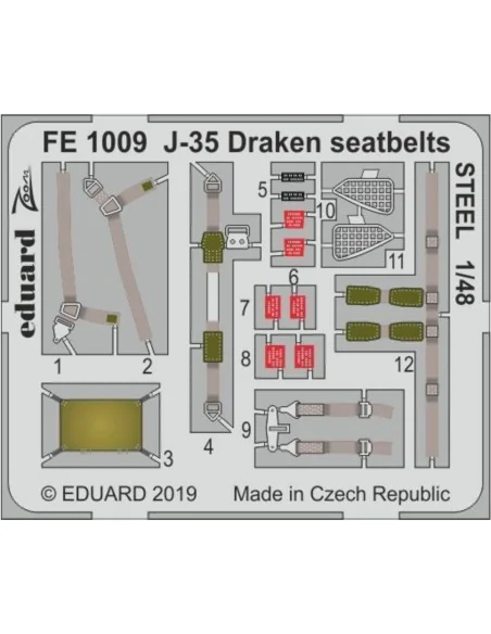 J-35 Draken seatbelts STEEL for Hasegawa, 1/48 - Eduard Accessories...