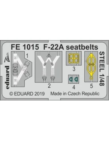 F-22A seatbelts STEEL for Hasegawa, 1/48 - Eduard Accessories FE1015