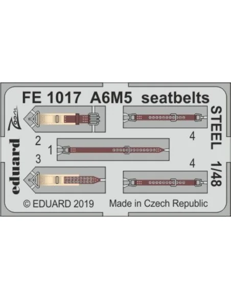 A6M5 seatbelts STEEL for Tamiya, 1/48 - Eduard Accessories FE1017