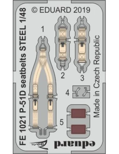 P-51D seatbelts STEEL for Eduard, 1/48 - Eduard Accessories FE1021