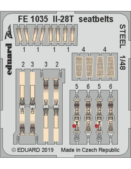 Il-28T seatbelts STEEL for Bobcat, 1/48 - Eduard Accessories FE1035