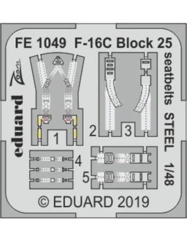 F-16C Block 25 seatbelts STEEL for Tamiya, 1/48 - Eduard Accessorie...