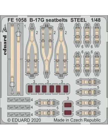 B-17G seatbelts STEEL for HKM, 1/48 - Eduard Accessories FE1058