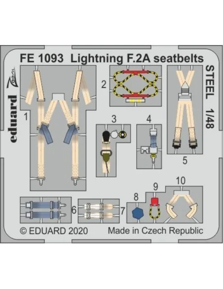 Lightning F.2A seatbelts STEEL for Airfix, 1/48 - Eduard Accessorie...