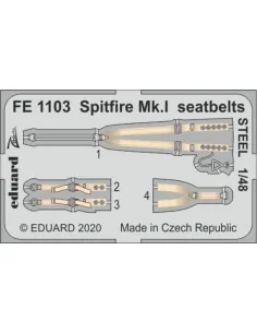 Spitfire Mk.I seatbelts STEEL for Airfix, 1/48 - Eduard Accessories...
