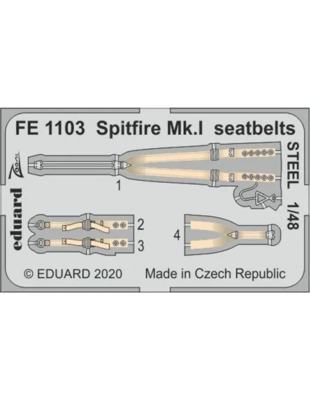 Spitfire Mk.I seatbelts STEEL for Airfix, 1/48 - Eduard Accessories...