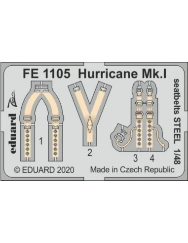 Hurricane Mk.I seatbelts STEEL for Airfix, 1/48 - Eduard Accessorie...