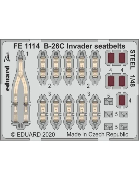 B-26C Invader seatbelts STEEL for ICM, 1/48 - Eduard Accessories FE...