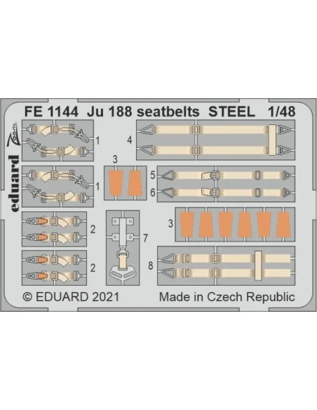Ju 188 seatbelts STEEL 1/48 for REVELL, 1/48 - Eduard Accessories F...