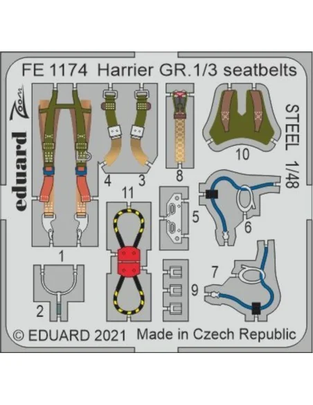 Harrier GR.1/3 seatbelts STEEL 1/48 for KINETIC, 1/48 - Eduard Acce...