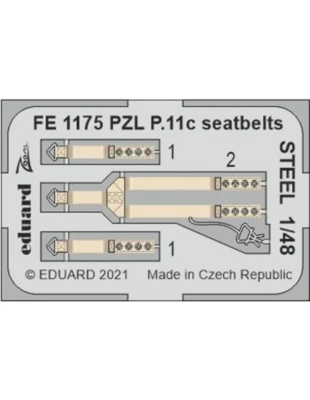 PZL P.11c seatbelts STEEL 1/48 for ARMA HOBBY, 1/48 - Eduard Access...