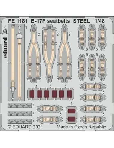 B-17F seatbelts STEEL 1/48 for HKM, 1/48 - Eduard Accessories FE1181
