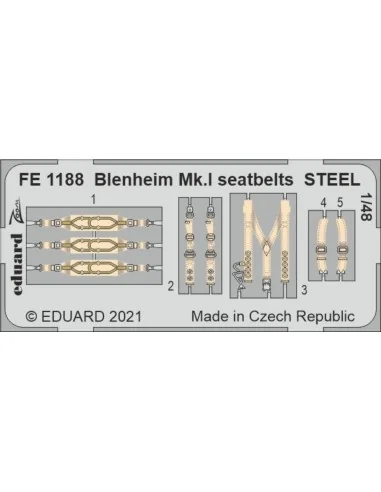 [NO_DESC] Blenheim Mk.I seatbelts STEEL 1/48 for AIRFIX, 1/48 - Edu...