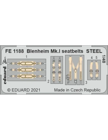[NO_DESC] Blenheim Mk.I seatbelts STEEL 1/48 for AIRFIX, 1/48 - Edu...