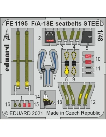 [NO_DESC] F/A-18E seatbelts STEEL 1/48 for MENG, 1/48 - Eduard Acce...