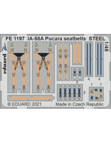 IA-58A Pucara seatbelts STEEL 1/48 for KINETIC, 1/48 - Eduard Acces...