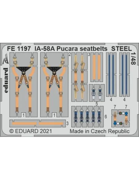IA-58A Pucara seatbelts STEEL 1/48 for KINETIC, 1/48 - Eduard Acces...