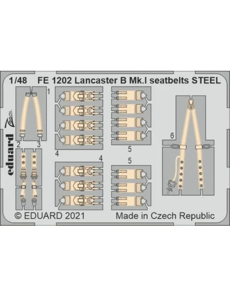 [NO_DESC] Lancaster B Mk.I seatbelts STEEL 1/48 for HKM, 1/48 - Edu...