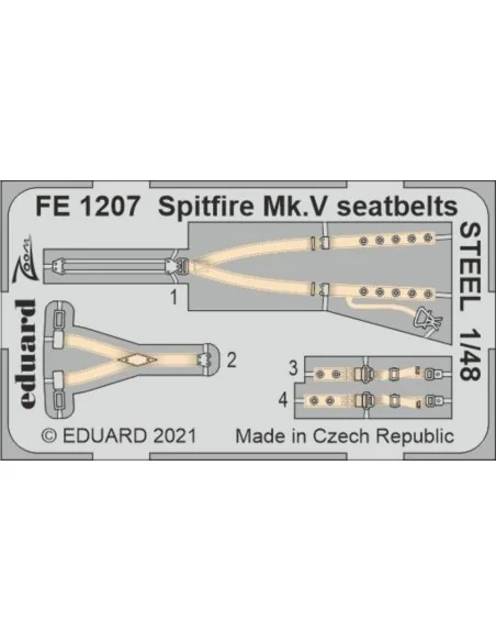 Spitfire Mk.V seatbelts STEEL 1/48 for EDUARD/SPECIAL HOBBY, 1/48 -...