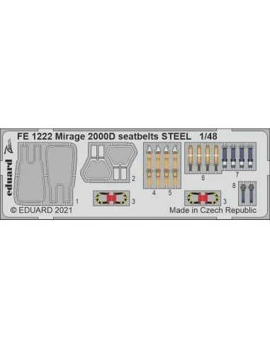 Mirage 2000D seatbelts STEEL 1/48 KINETIC, 1/48 - Eduard Accessorie...