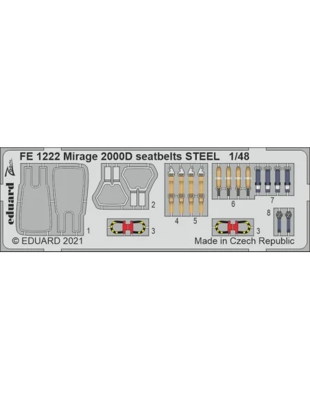 Mirage 2000D seatbelts STEEL 1/48 KINETIC, 1/48 - Eduard Accessorie...