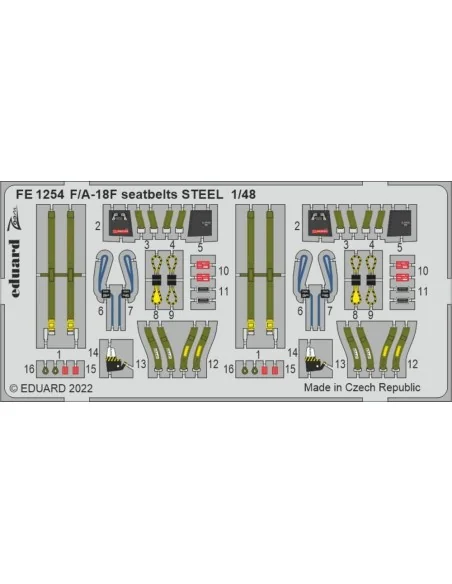 F/A-18F seatbelts STEEL for MENG, 1/48 - Eduard Accessories FE1254