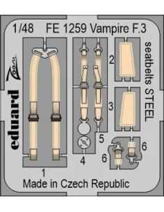 Vampire F.3 seatbelts STEEL for AIRFIX, 1/48 - Eduard Accessories F...