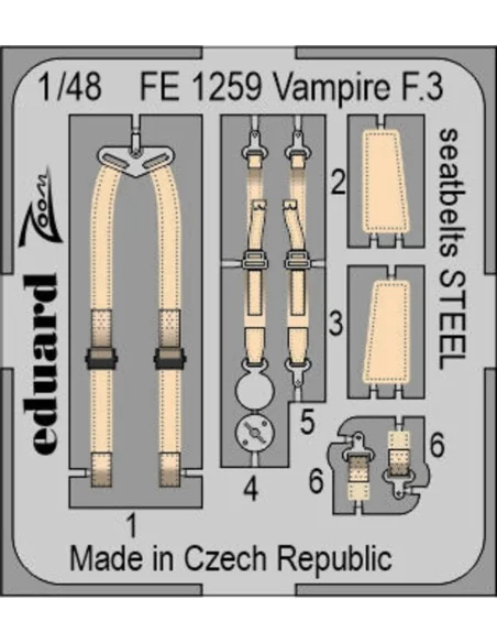 Vampire F.3 seatbelts STEEL for AIRFIX, 1/48 - Eduard Accessories F...