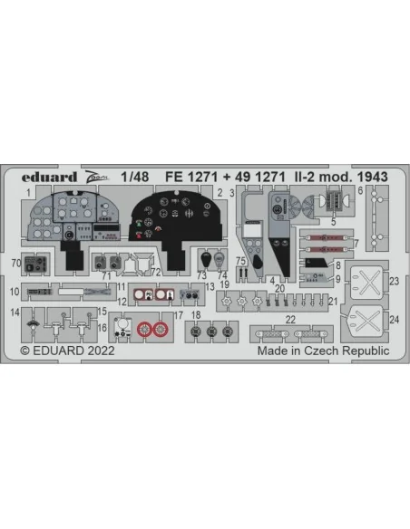 Il-2 mod. 1943, 1/48 - Eduard Accessories FE1271