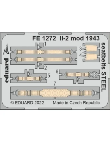 Il-2 mod. 1943 seatbelts STEEL, 1/48 - Eduard Accessories FE1272