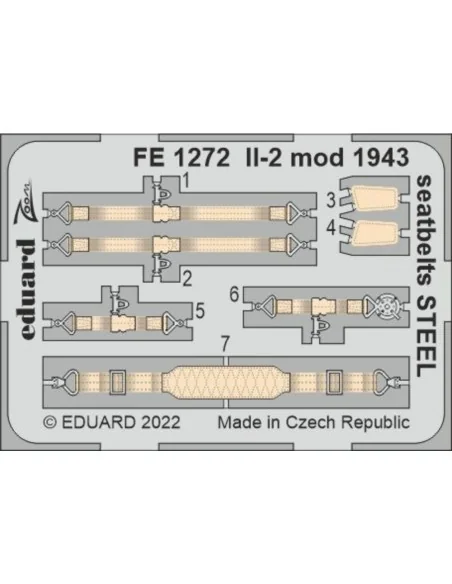Il-2 mod. 1943 seatbelts STEEL, 1/48 - Eduard Accessories FE1272