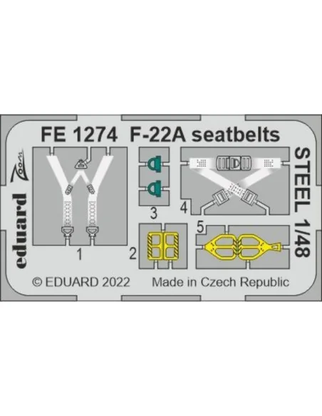 [NO_DESC] F-22A seatbelts STEEL, 1/48 - Eduard Accessories FE1274