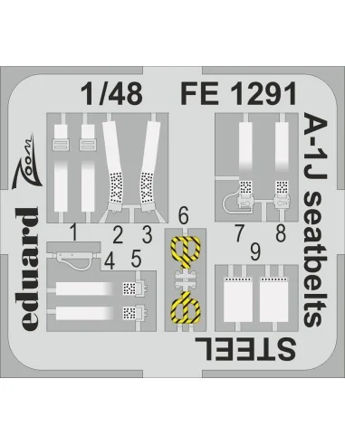 [NO_DESC] A-1J seatbelts STEEL, 1/48 - Eduard Accessories FE1291