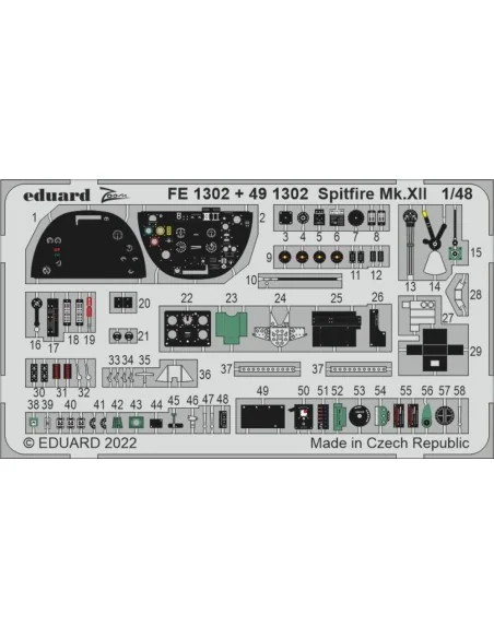 Spitfire Mk.XII for AIRFIX, 1/48 - Eduard Accessories FE1302