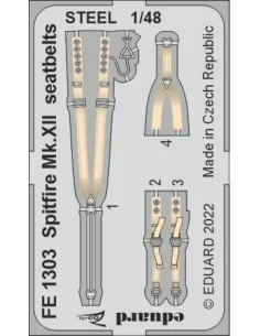 Spitfire Mk.XII seatbelts STEEL for AIRFIX, 1/48 - Eduard Accessori...
