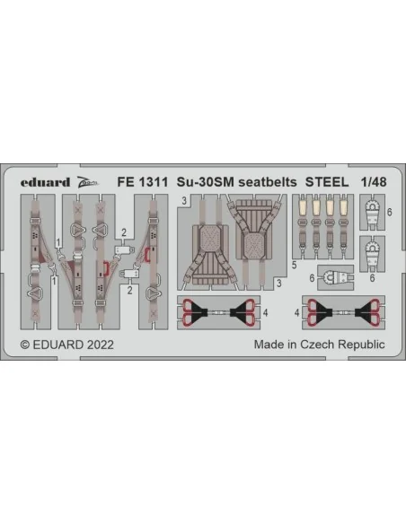 Su-30SM seatbelts STEEL for GREAT WALL HOBY, 1/48 - Eduard Accessor...