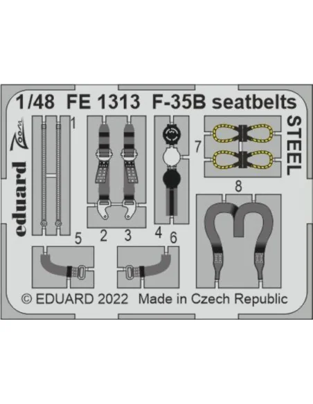 F-35B seatbelts STEEL for ITALERI, 1/48 - Eduard Accessories FE1313
