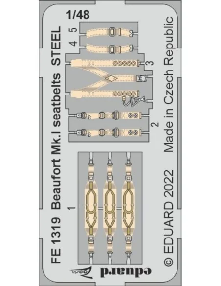 [NO_DESC] Beaufort Mk.I seatbelts STEEL for ICM, 1/48 - Eduard Acce...