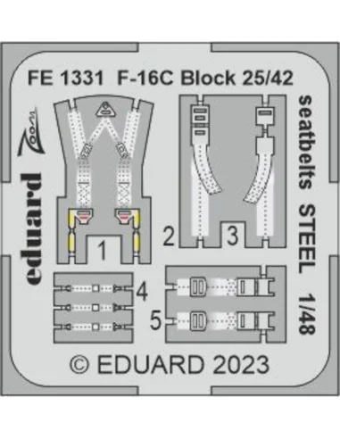 F-16C Block 25/42 seatbelts STEEL 1/48 for KINETIC, 1/48 - Eduard A...