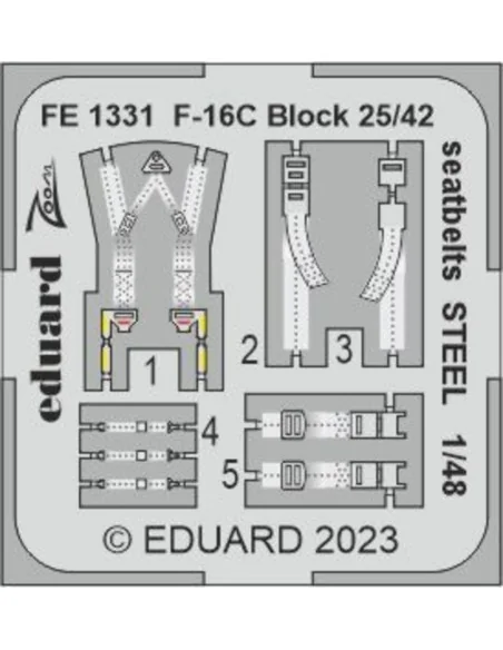 F-16C Block 25/42 seatbelts STEEL 1/48 for KINETIC, 1/48 - Eduard A...