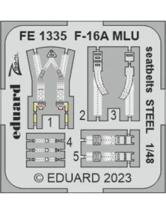 F-16A MLU seatbelts STEEL 1/48 KINETIC, 1/48 - Eduard Accessories F...