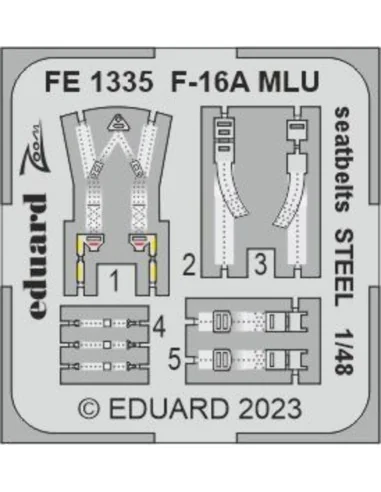 [NO_DESC] F-16A MLU seatbelts STEEL 1/48 KINETIC, 1/48 - Eduard Acc...