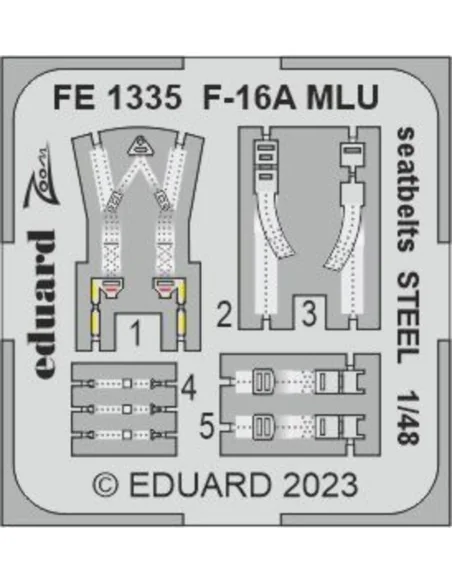 F-16A MLU seatbelts STEEL 1/48 KINETIC, 1/48 - Eduard Accessories F...
