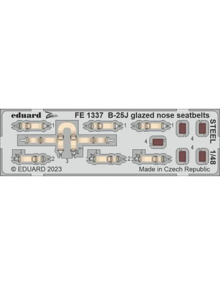 B-25J glazed nose seatbelts STEEL 1/48 HKM, 1/48 - Eduard Accessori...