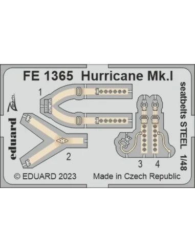 Hurricane Mk.I seatbelts STEEL 1/48 HOBBY BOSS, 1/48 - Eduard Acces...
