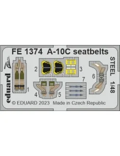 A-10C seatbelts STEEL 1/48 ACADEMY, 1/48 - Eduard Accessories FE1374