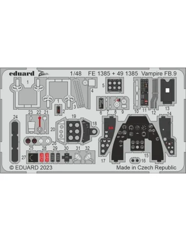 Vampire FB.9 1/48 AIRFIX, 1/48 - Eduard Accessories FE1385