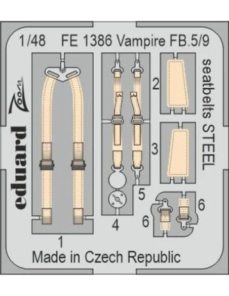 Vampire FB.5/9 seatbelts STEEL 1/48 AIRFIX, 1/48 - Eduard Accessori...